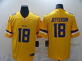 Nike Vikings 18 Justin Jefferson Yellow Inverted Legend Limited Jersey,baseball caps,new era cap wholesale,wholesale hats